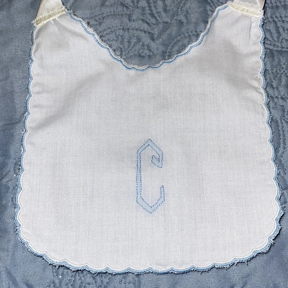 Sweet Bib (Initial C) With Scalloped Edging